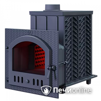 Дровяная банная печь Гефест ЗК-40 (М) чугунная дверца со стеклом закрытая каменка в Бронницах